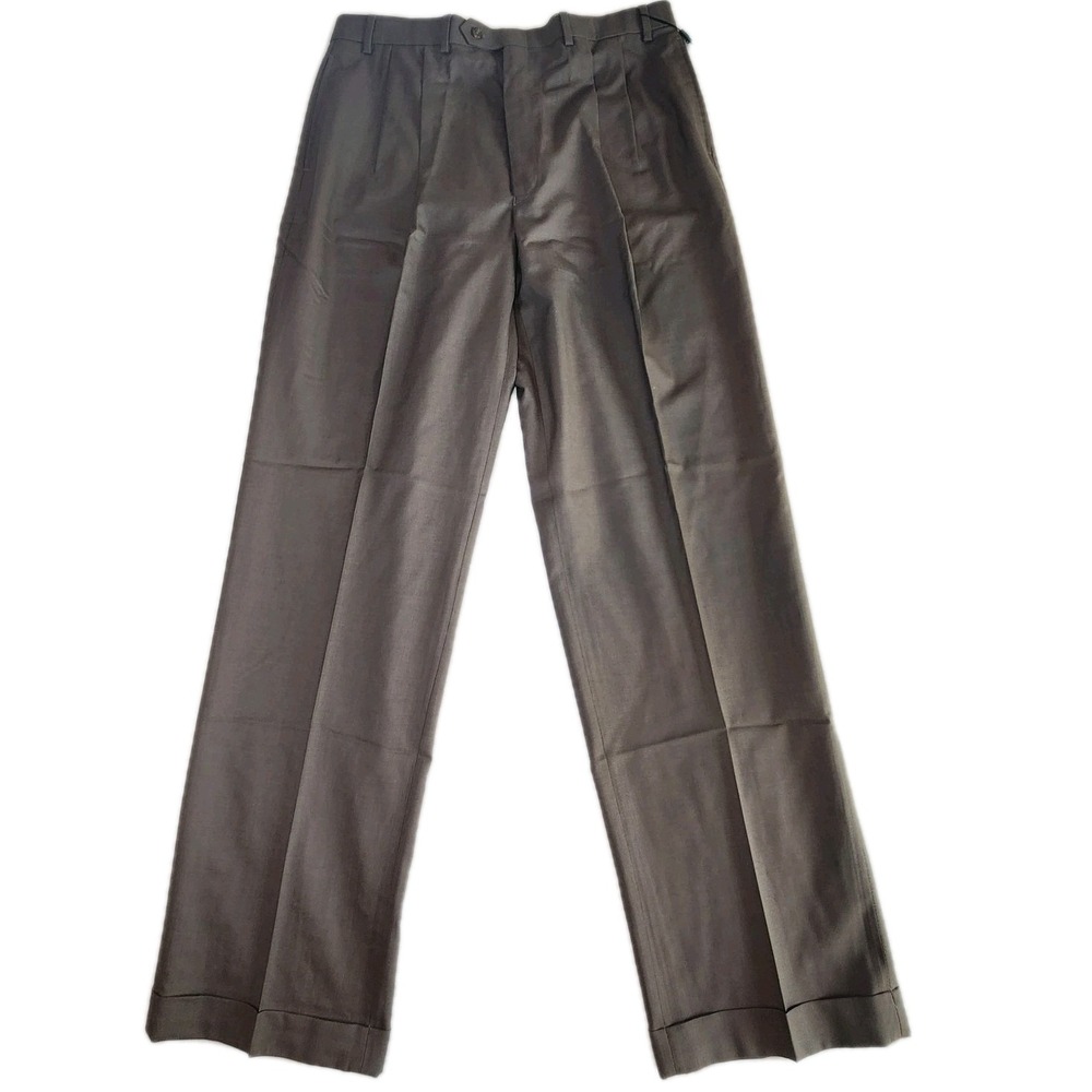 LAUREN RALPH LAUREN Dress Pants Mens 36x34 Wool Total Comfort Pleated Cuffed NEW